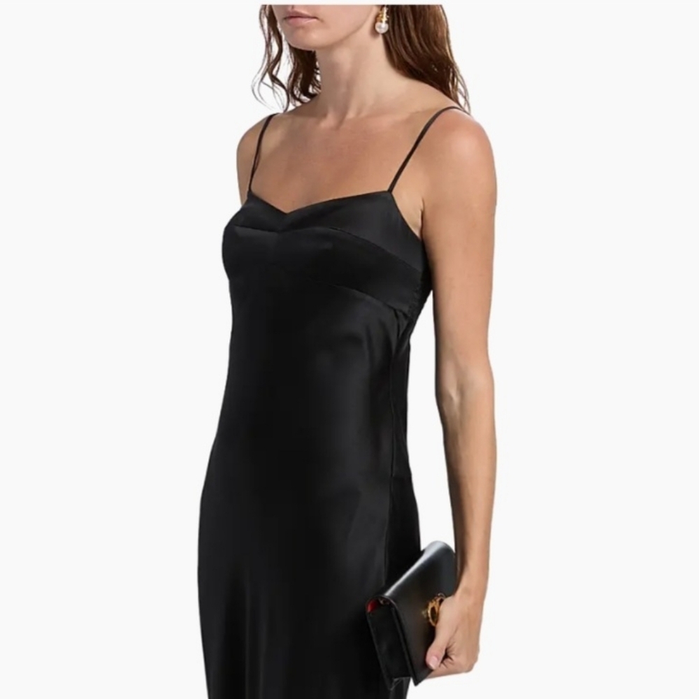 NEW RARE Amanda Uprichard BLACK Janeiro Silk Evening Gown Maxi Dress | Size Med - Picture 11 of 14